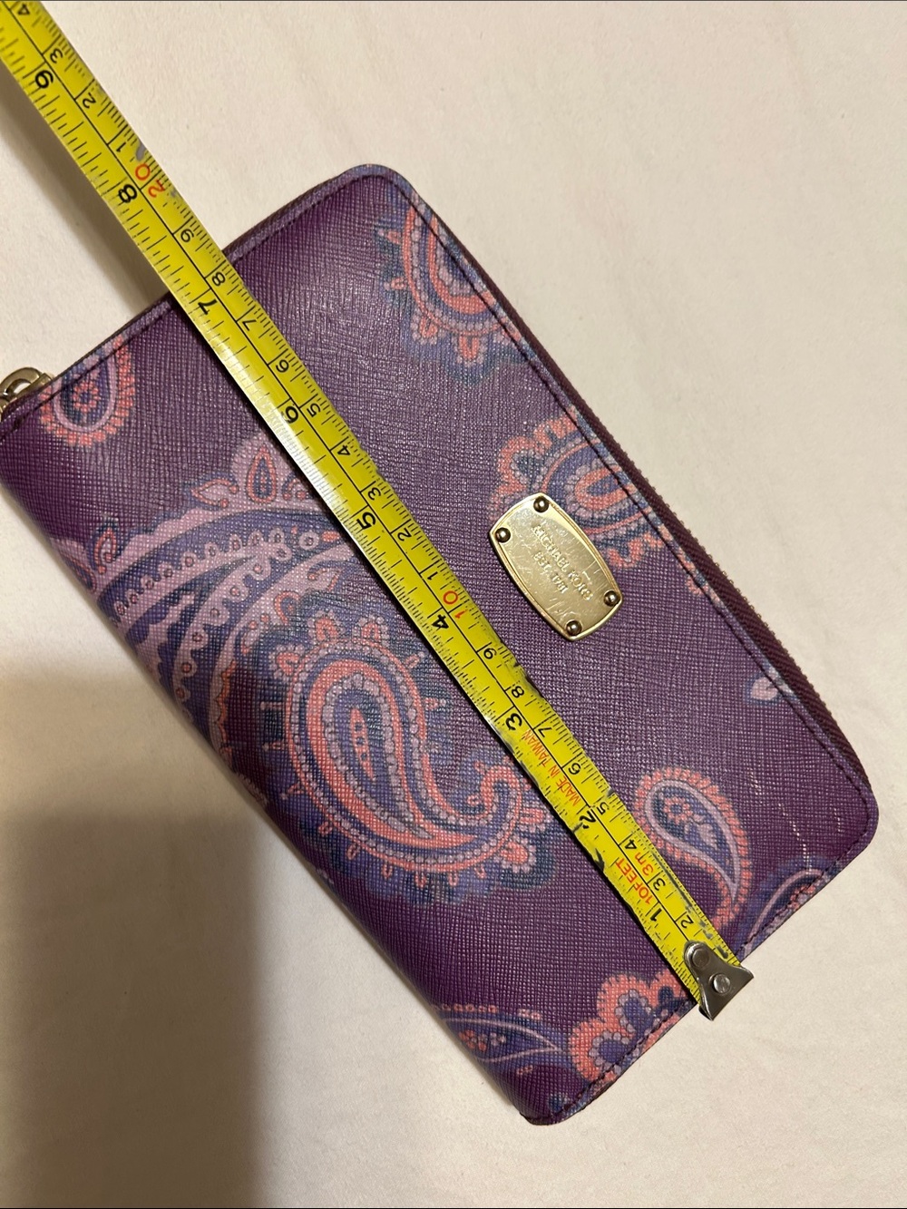 Michael Kors Purple Paisley Zip-Around Wristlet - Picture 6 of 9